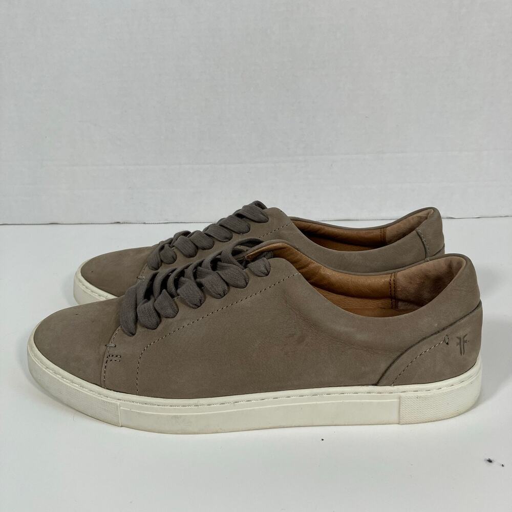 Frye Wmns Sz 9.5 Ivy Low Lace Sneakers Taupe Soft Leather Upper Light Flaws
